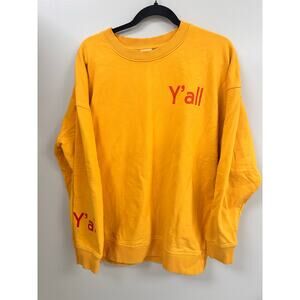 Outdoor Voices “Y’all” Mustard Crew Sweatshirt – Women’s M,Cozy Graphic Pullover